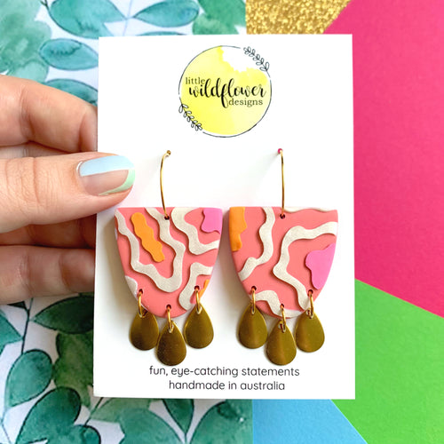 Bubbled Peaches Arch Drop Hoops